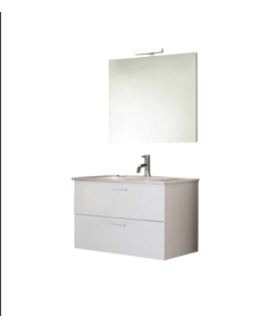 MOBILE BAGNO SOSPESO "ALICE" CON 2 CASSETTONI BIANCO LUCIDO, 80X47X53 CM